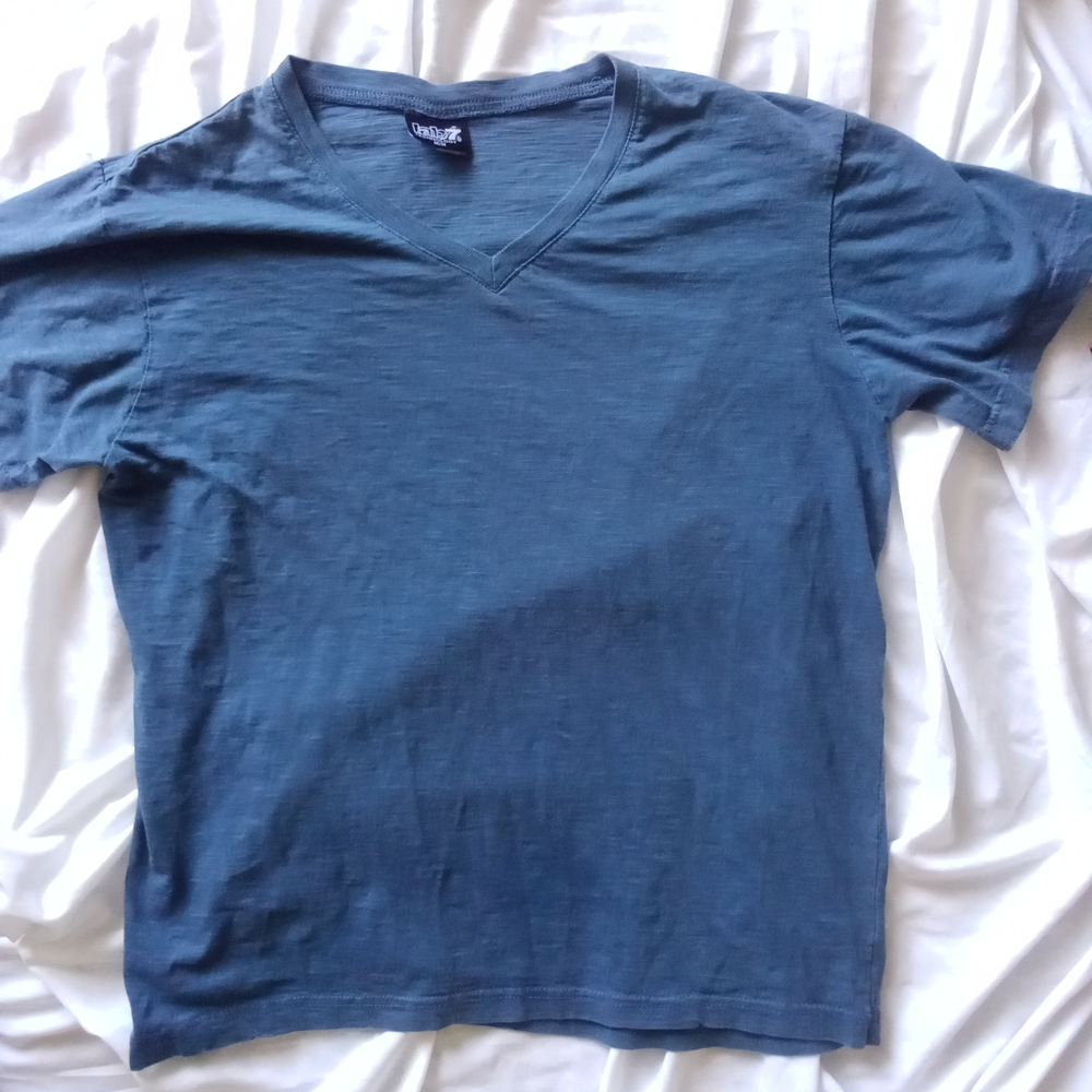 Casual Blue V-Neck Short Sleeve Tee